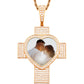 Rose gold 18K Gold Plated Cross Heart Charm Pendant Iced Out Zircon Custom Photo Pendant