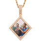 Rose Gold 18K Gold Plated Picture Necklace Pendant Jewelry Iced Out Square Custom Photo Pendant
