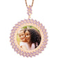 Rose Gold-Blue Hip Hop Jewelry Necklace 18K Gold Plated Colorful Zircon Iced Out Custom Photo Memory Pendant