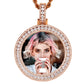 Rose Gold Charms For Jewelry Making Round Personalised Custom Name photo Frame Pendant With Chain