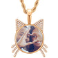 Rose gold Custom Gold Plated Cute Cat Head Photo Pendant Bling CZ Diamond Memory Photo Frame Pendant