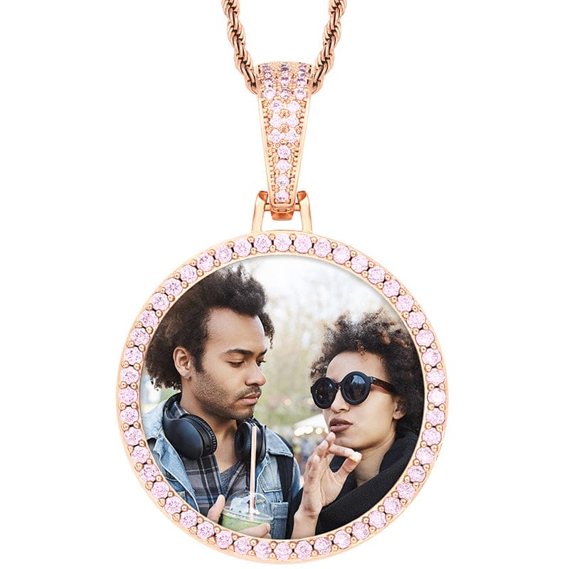 Rose Gold Custom Round Hip Hop Charms Cameo Pendant Natural Stone Pendant For Jewelry Making With Picture