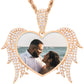Rose gold Gold Plated Heart Wing Custom Photo Pendant Hip Hip Men Women Iced Out Charm Pendant Necklace