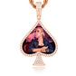 Rose Gold Peach-Heart Shape Hip Hop Jewelry Gold Plated Necklace Name Necklace Personalised Picture Pendant