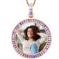 Rose Gold Simplism Charms Necklace Custom Purple Baguette Gemstone Picture Pendant