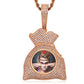 Rose gold Sublimation Jewelry Blank Picture Necklace Gold Plated Iced Out Bag Custom Photo Pendant