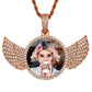 Rose Gold Trend Hip Hop Charms Wing Medallions Mens Kids Necklace Custom Iced Out Pendant With Picture Inside