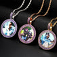 Round Crystal Charm Necklace Jewelry Minimalist Gold Plated Picture Pendant