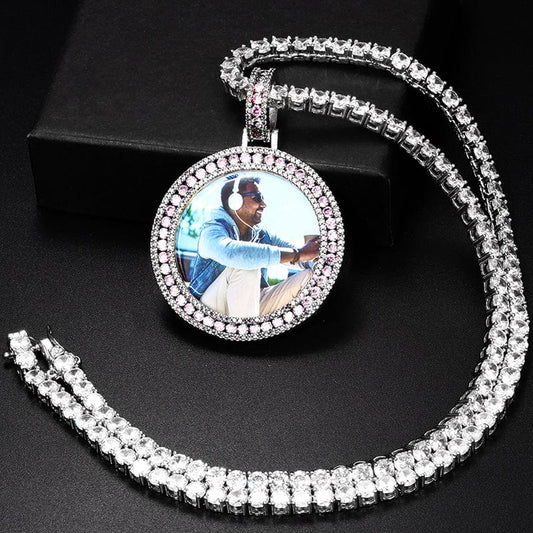 Custom Gold Plated Round Crystal  Minimalist Pendant