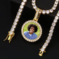 Round Gold Plated Zircon Gemstone Custom Photo Pendant Necklace