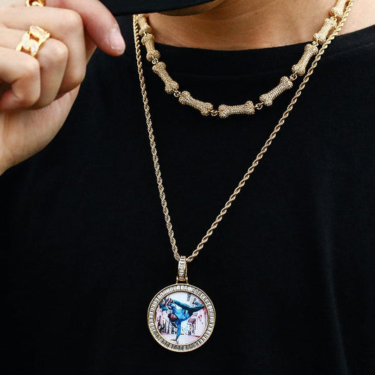 Round Square Crystal Choker  - Moissanite Tennis  Pendant