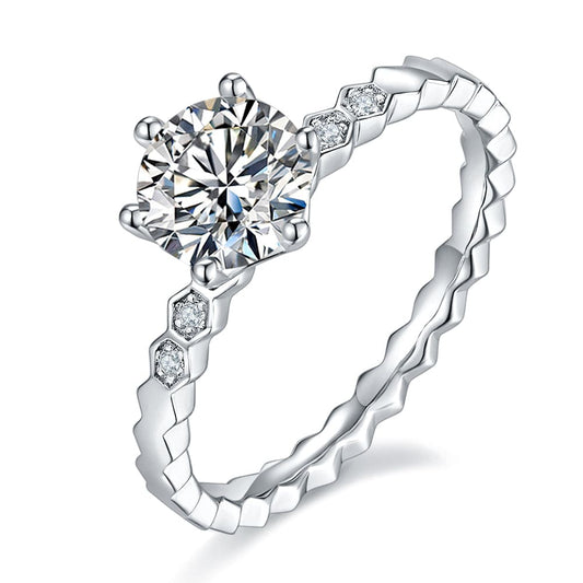 925 Sterling Silver   Engagement Fings-1.0ct VVS Moissanite Diamond Ring Jewelry