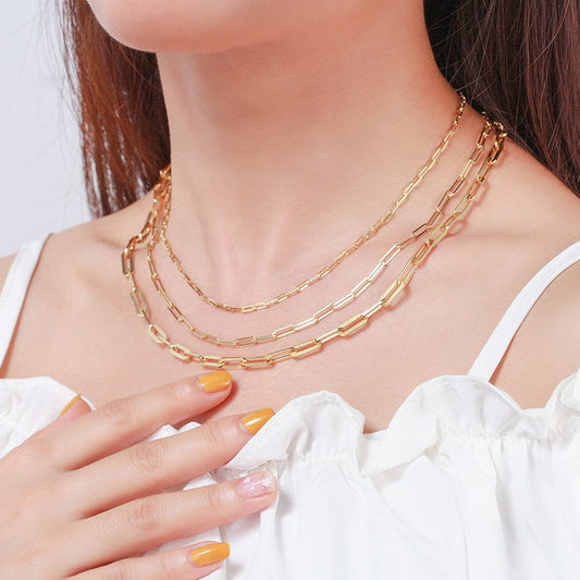 S925 Sterling Silver Italian Jewelry -14K Gold Plated  Paperclip Chain