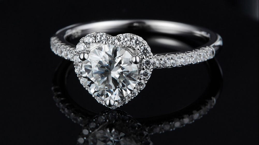 S925 Sterling Silver  Love Shape - 1ct Moissanite Diamond Ring