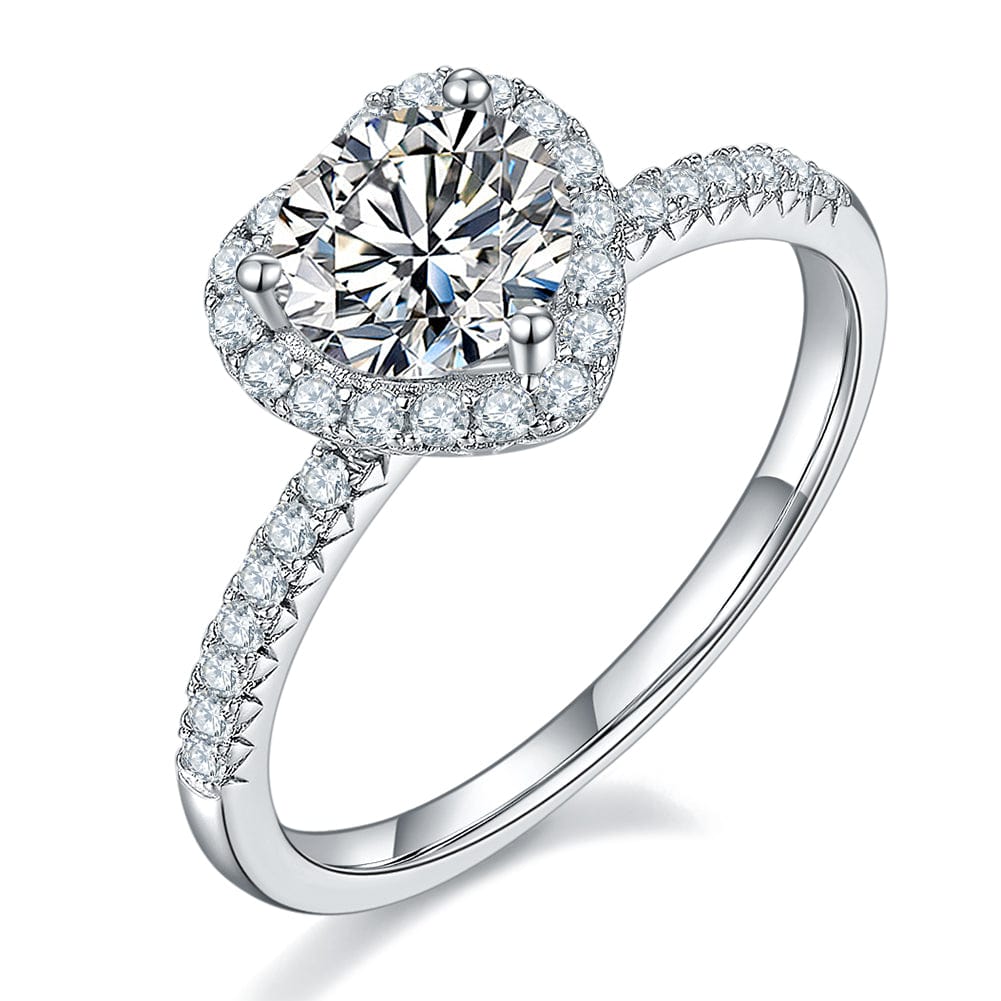 S925 Sterling Silver  Love Shape - 1ct Moissanite Diamond Ring