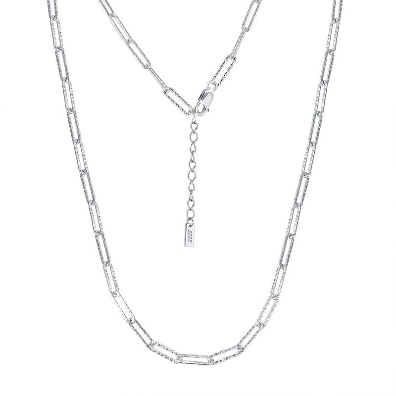 SC59-16+2 Solid 925 Sterling Silver Necklace - Italian Handmade 3.5mm Paperclip Chain