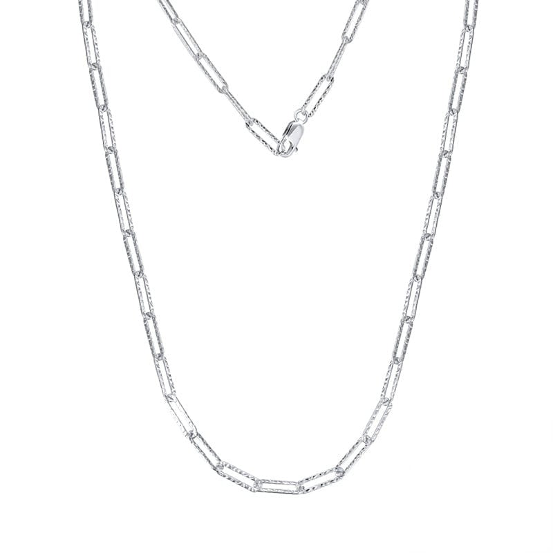 SC59-22 Solid 925 Sterling Silver Necklace - Italian Handmade 3.5mm Paperclip Chain