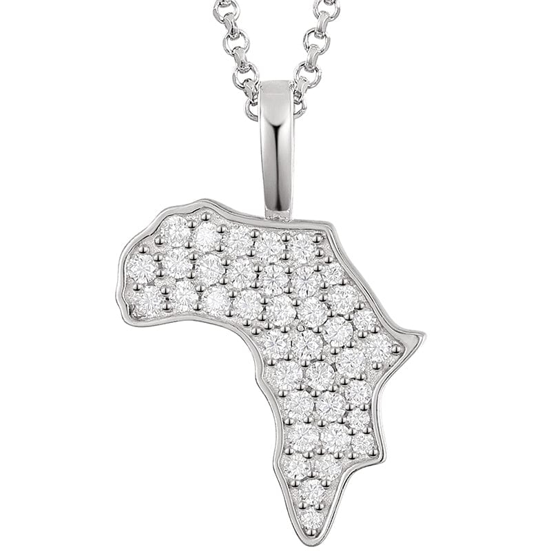 Silver 14K 18K Gold Plated 925 Sterling Silver Africa Map Charm Necklace Pendant