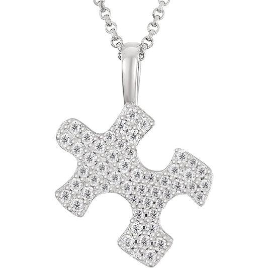 925 Sterling Zilveren Ketting - Jigsaw Goud Vergulde Hanger - VVS Moissanite Diamant