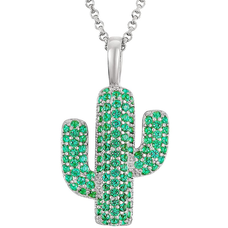 Silver 18K Gold Plated Silver 925 VVS Moissanite Cactus Charm Pendant