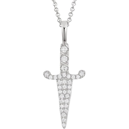 925 Sterling Zilveren Ketting - 18K Goud Verguld - VVS Moissanite Zwaard Hanger