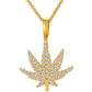 Silver 925 Moissanite Leaf Pendant Necklace Bling Gift For Hip Hop Friends