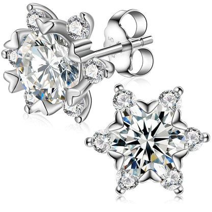 Silver 925 Pass Diamond Tester VVS Moissanite Diamond Flower Stud Earrings For Women