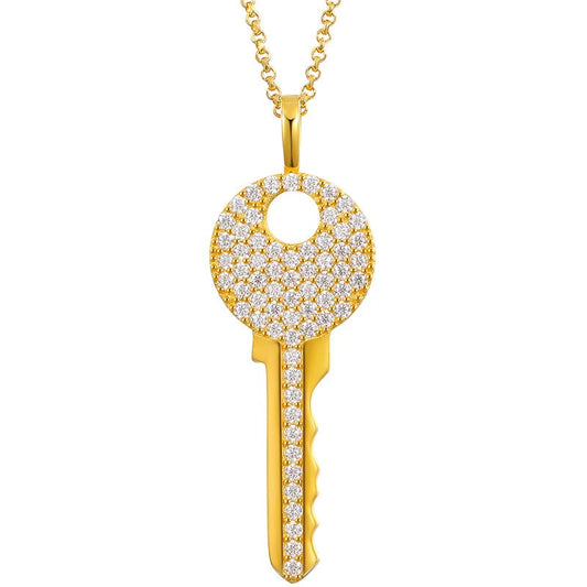 Silver 925 VVS Moissanite Key Pendant - Hip Hop Men Women Charm Pendant Necklace
