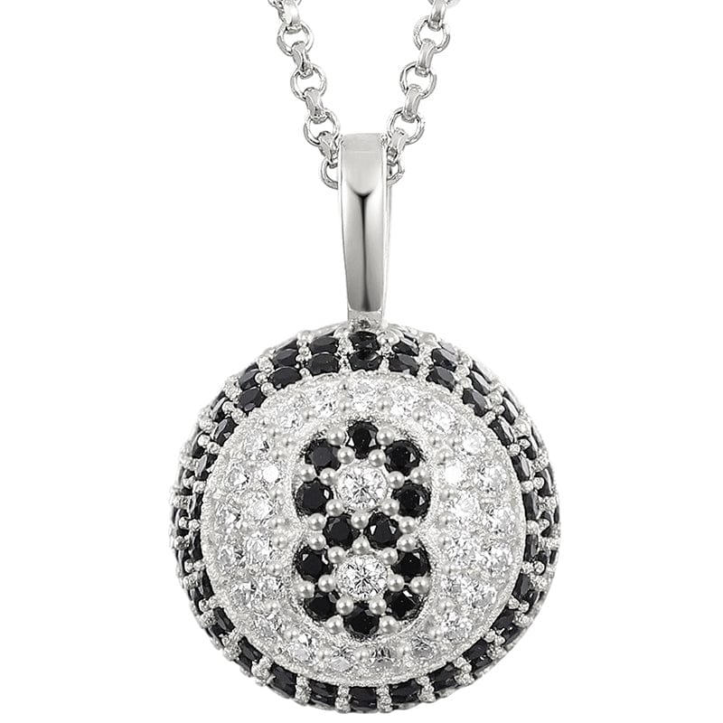 Silver Bling Bling Prong Setting - VVS Moissanite Gold Plated 925 Silver Number 8 Billiard Charm Pendant Necklace