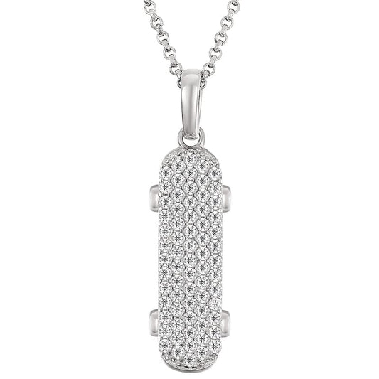 925 Sterling Zilveren Ketting - Moissanite Skateboard Hanger