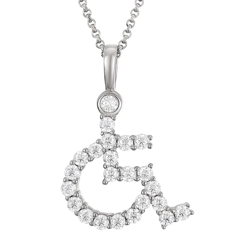 Silver Design Wheelchair Statement Charm - Necklace Gold Silver Plated Silver Moissanite Pendant