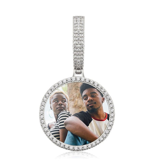 Silver Gold Plated Brass AAAAA Cubic Zirconia Big Size Clasp Custom Photo Pendant
