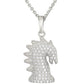 Silver Gold Plated Chess Charm - 925 Silver VVS Moissanite Hippocampus Pendant Necklace