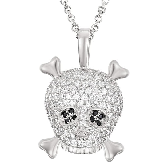 925 Sterling Silver Necklace - Gold Plated -VS Moissanite Diamond Skull Pendant