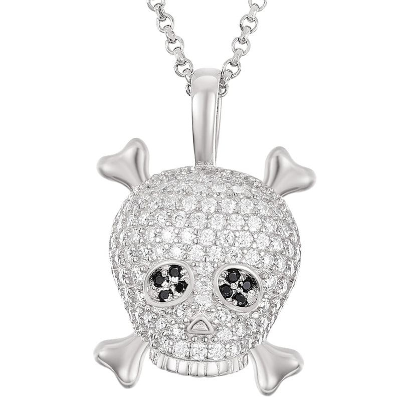 Silver Gold Plated Pure Silver VVS Moissanite Diamond Skull Charm Pendant Necklace For Men Women
