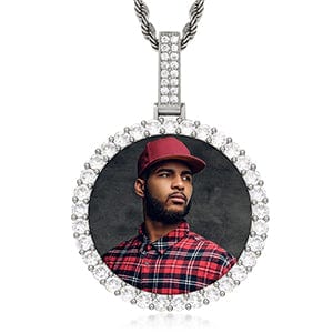 Silver Hip Hop Gold Jewelry 18k Necklace Iced Out Crystals Picture Pendant