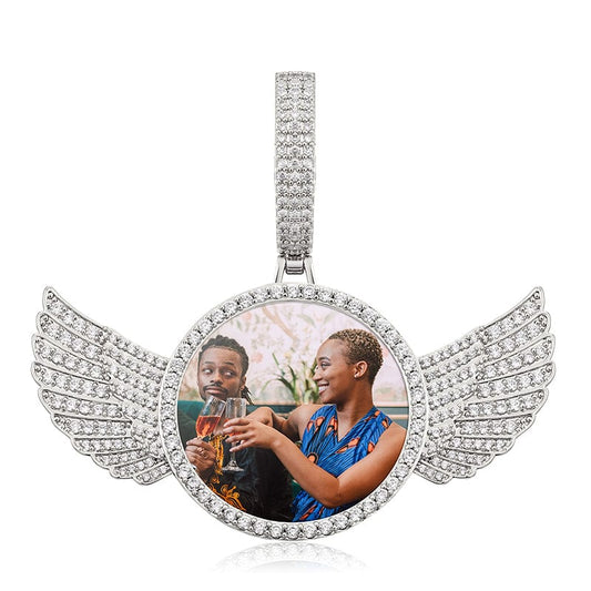 Silver Hip Hop Jewelry Necklace Big Size Clasp Iced Out Custom Photo Sublimation Blanks Pendant