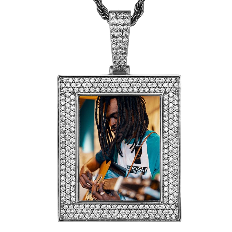Silver Hip Hop Square Classic Charms Pendant Necklace Custom Name Pendant 18k Gold Plated Men