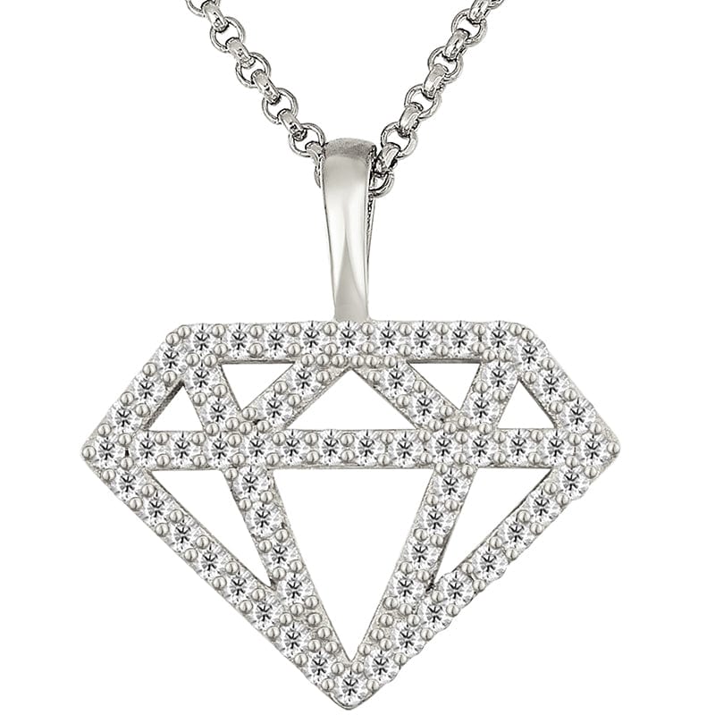 Silver Iced Out Sterling Silver  - Moissanite Diamond Silhouette Charm Pendant Luxury Gold Plated Pendant