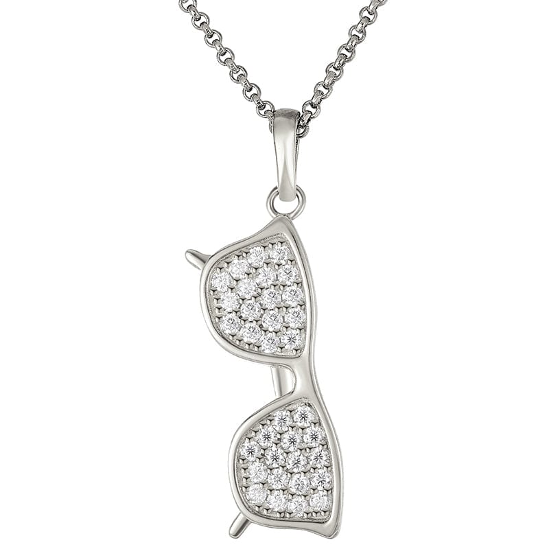 Silver Mini Glasses Gold Vermeil Sterling Silver 925 Moissanite Charm Necklace Pendant