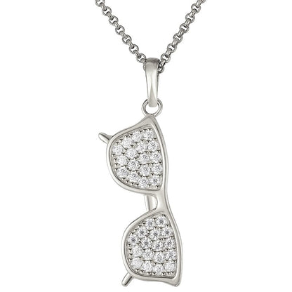 Silver Mini Glasses Gold Vermeil Sterling Silver 925 Moissanite Charm Necklace Pendant