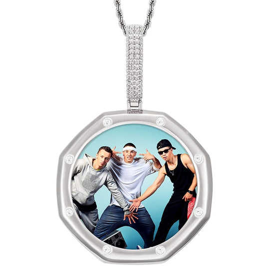 Silver Octagonal Gold Plated Jewelry Finding Picture Pendant For Men Women