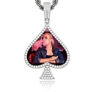Silver Peach-Heart Shape Hip Hop Jewelry Gold Plated Necklace Name Necklace Personalised Picture Pendant