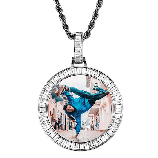 Silver Round Square Crystal Choker Necklace Hip Hop Charms Moissanite Tennis Chain Pendant For Men's Women's