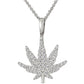Silver Silver 925 Moissanite Leaf Pendant Necklace Bling Gift For Hip Hop Friends