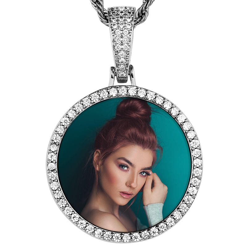 Silver Small Size Gold Plated Brass Zircon Custom Photo Pendant Sublimation Memory Frame Pendant