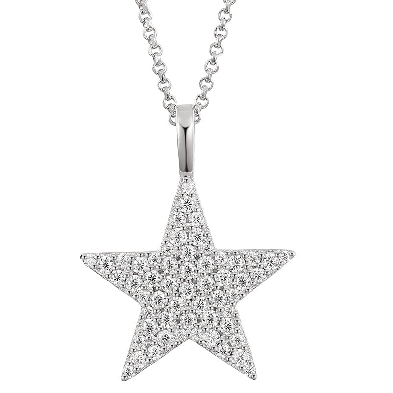 Silver Sterling Silver 925 Moissanite Iced Out Star Charm Necklace Mens Jewelry Hip Hop Diamond Pendant
