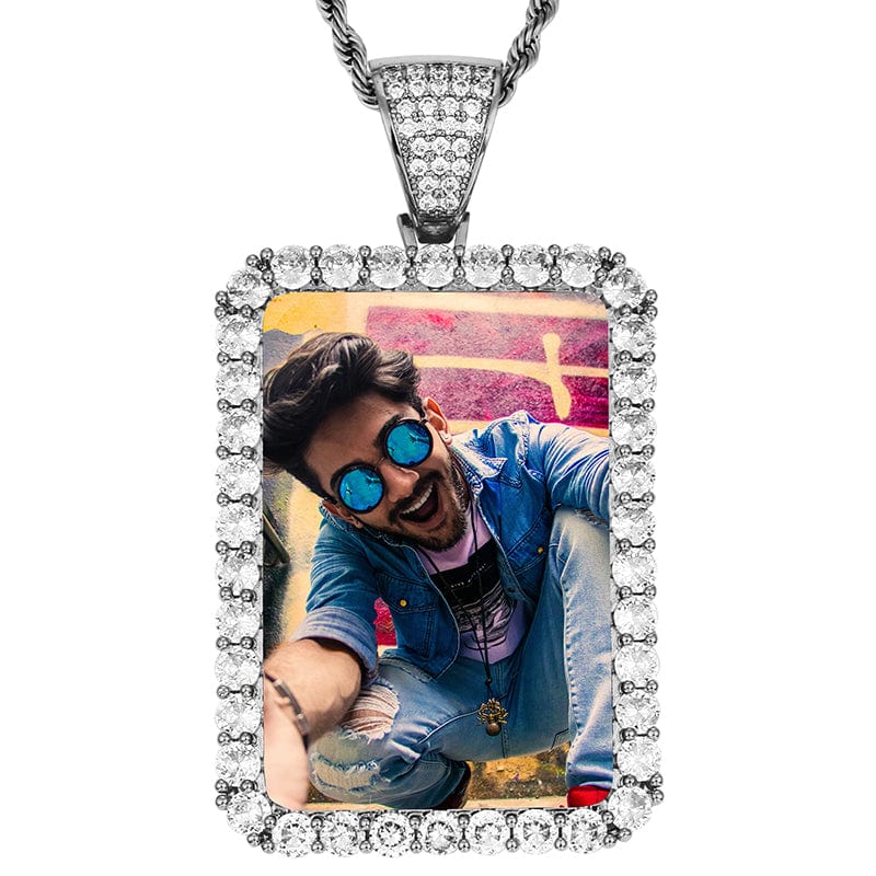 Silver Sublimation Blanks 18K Gold Plated Mens Charms Iced Out Crystals Healing Gemstones Picture Pendant