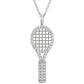Silver Tennis Racket Pendant- 925 Moissanite Diamond Charm Necklace