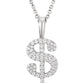 Silver US Dollar Sign Charm Necklace Pendant Silver Moissanite Pendant